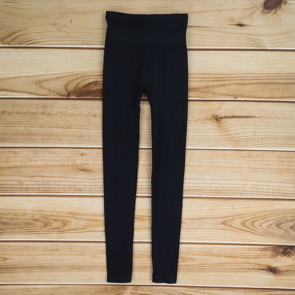 Pink Republic Ribbed Leggings Womens Size XS Black Stretch Mid Rise Compression